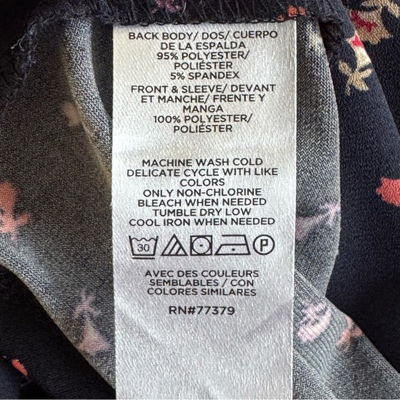 Ann Taylor 🫐 Women’s Plus Size Navy Blue Print Long Sleeve Blouse XXL - Picture 6 of 8